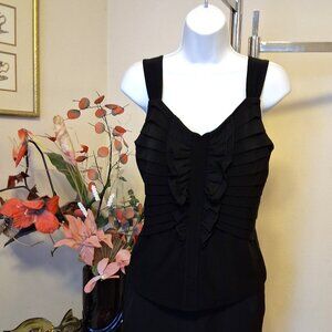 NWOT Nueva Women’s Luxury Quality Black Ruffle Pleated Camisole Elegant Tank Top